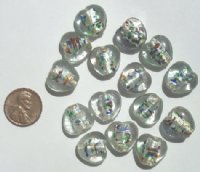 15 16mm Silver Foil (confetti) Clear Hearts